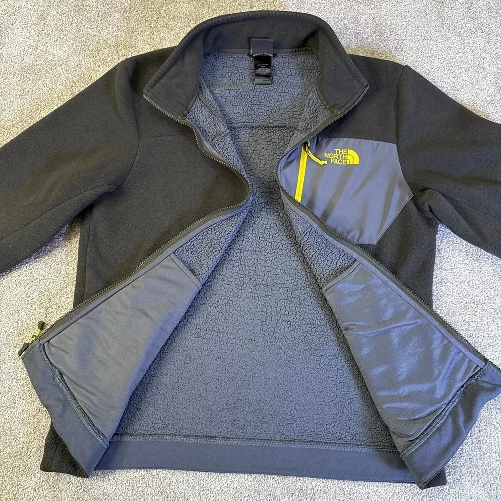 The North Face Apex Risor Jacket Green Gray Fleece Lined Zip Up Large